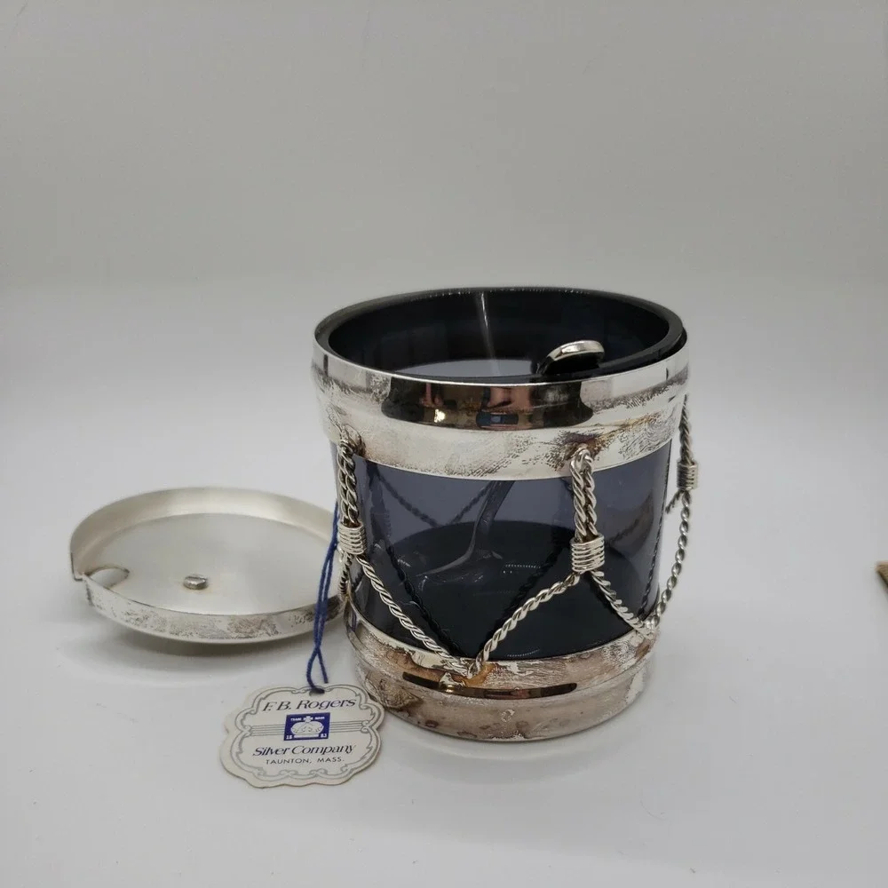 F.B Rogers Silver Co. Drum‎ Jelly Jar -  great for Christmas party serving w/tag